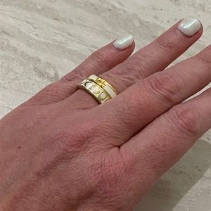 Coach Gold and White Ring Set -Size 8
